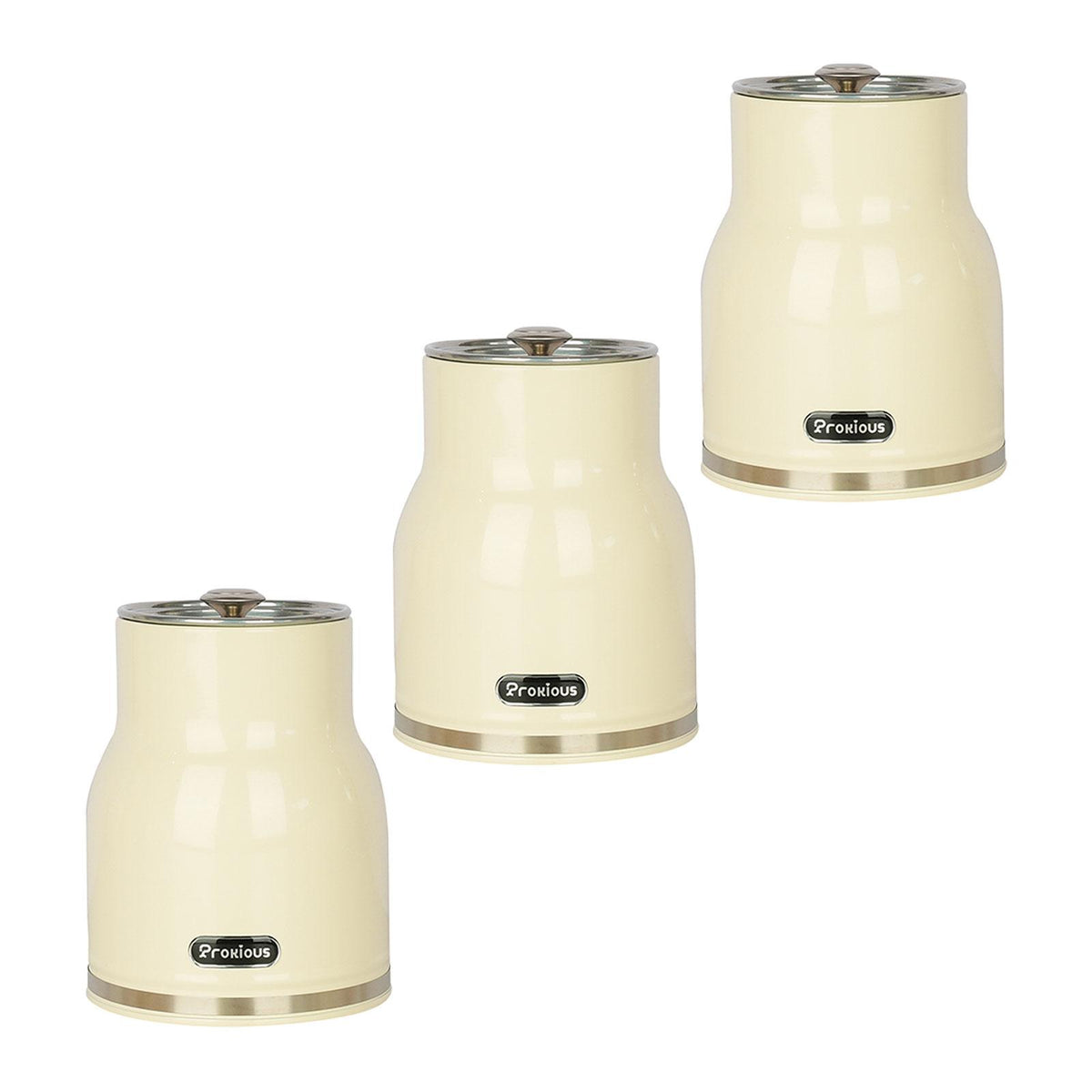 Maxbell Kitchen Canisters Set Countertop Rustic Food Jars for Grain Cookie Pet Treat 3 Small White Jars