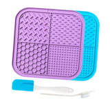 Maxbell 2Pcs Dog Slow Feeder Pad Food Dispenser Pad for Bathing Small and Large Dogs violet and blue