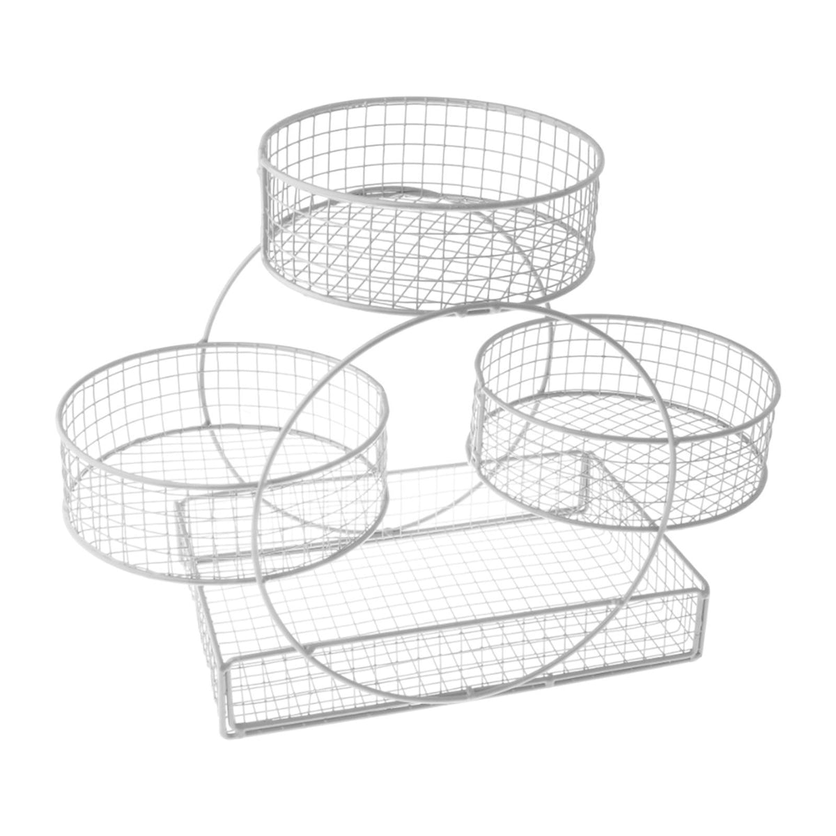 Maxbell Tiered Fruit Basket Iron Mesh Kitchen Countertop Rack for Potato Snack Bread White