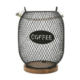 Maxbell Coffee Pod Holder Metal Coffee Pod Storage Basket for Office Countertop Room 13cmx17cm Blue Black