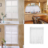 4Pcs Embroidered Lace Window Voile Sheer Curtain Valance Tiers 74x61cm White