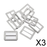 Maxbell 3xRectangle Tri-glide Buckle with Fixed Bar Strap Slider Keeper Silver 25x18mm