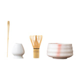 Maxbell Matcha Tea Set Gift for Tea Lovers Handcrafted Bamboo Matcha Whisk and Stand White Pink