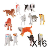 Maxbell 16xPlastic Dog Pet Animal Model Toy Gift 12pcs Multi-color