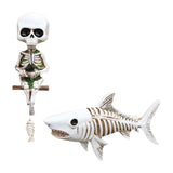Maxbell 2x Skull Figurine Wall Mount Fishing Skeleton Halloween Decorations for Pond
