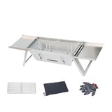 Maxbell Maxbell Stainless Steel Barbecue Grill Tabletop Party BBQ Grill for BBQ Outside Home 65cmx21.5cmx17cm