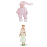 Maxbell 1/12 Dolls House Miniature Porcelain Dolls Long Hair Lady & Sleeping Baby