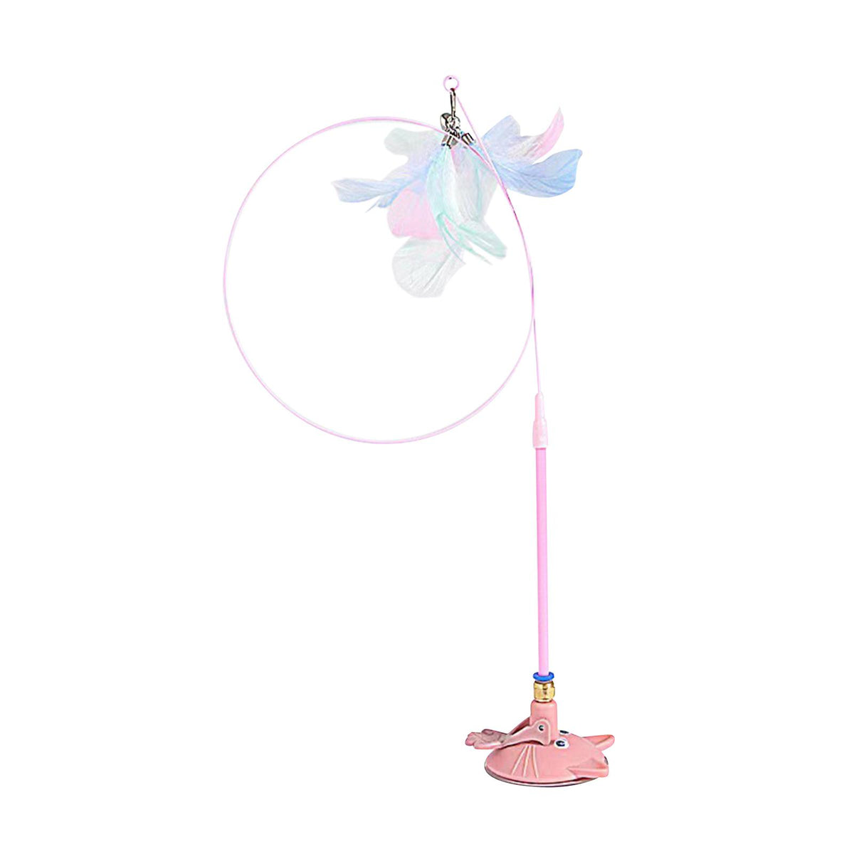 Maxbell Cat Feather Toys with Suction Cup Interactive Cat Toys for Kitten Play Chase Pink