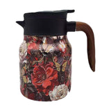 Maxbell Vacuum Kettle Floral Teapot Portable Hot Water Bottle for Party Home Kitchen red