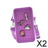 Maxbell 2xHoles Shoulder Bag Practical Silicone Phone Holder Bag for Women Sport Purple