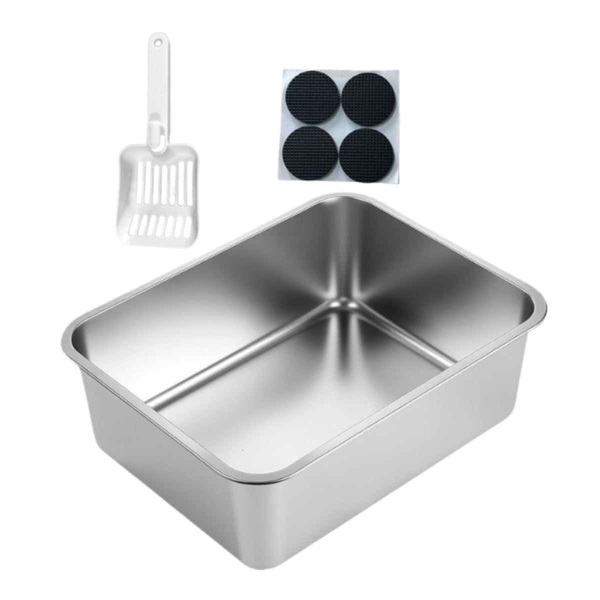 Maxbell Stainless Steel Litter Box Nonstick and 4 Anti Slip Pads