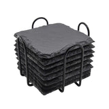 Maxbell 8x Slate Drink Coasters Tabletop Protection with Holder for Bar Kitchen Home Square