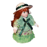 Maxbell Porcelain Rural Girl Doll 7.87inch Birthday Gift Ceramic Doll for Girls Kids Green