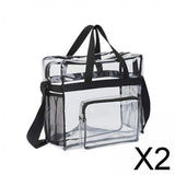 Maxbell 2xPVC Tote Durable Purse Clear Bags Stadium for Camping Sports Events Shopping Black