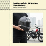 Carbon Fiber full-coverage, Retro design, Lightweight, certified Approved, Unisex Bright Black 4XL