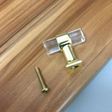 Maxbell 2pcs Acrylic Door Pulls Knob Drawer Cabinet Cupboard Handle Hardware Gold