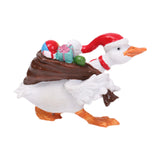 Christmas Duck Statue Display Animal Figurine for Desktop Front Porch Indoor Carry a Gift