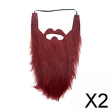Maxbell 2xLong Beard Costume Adult Kids Dwarf Gnome Beard for Festive Party Supplies Red