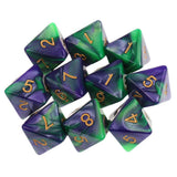 Maxbell 10pcs 8 Sided Dice D8 Polyhedral Dice for Dungeons and Dragons Table Games Green Purple - Aladdin Shoppers
