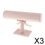 Maxbell 3xT-bar Jewelry Bracelet Bangle Watch Display Stand Holder Pink