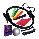 Maxbell 12Pcs Pilates Ring Circle and Ball Kit Portable Stretching Strap for Workout Black