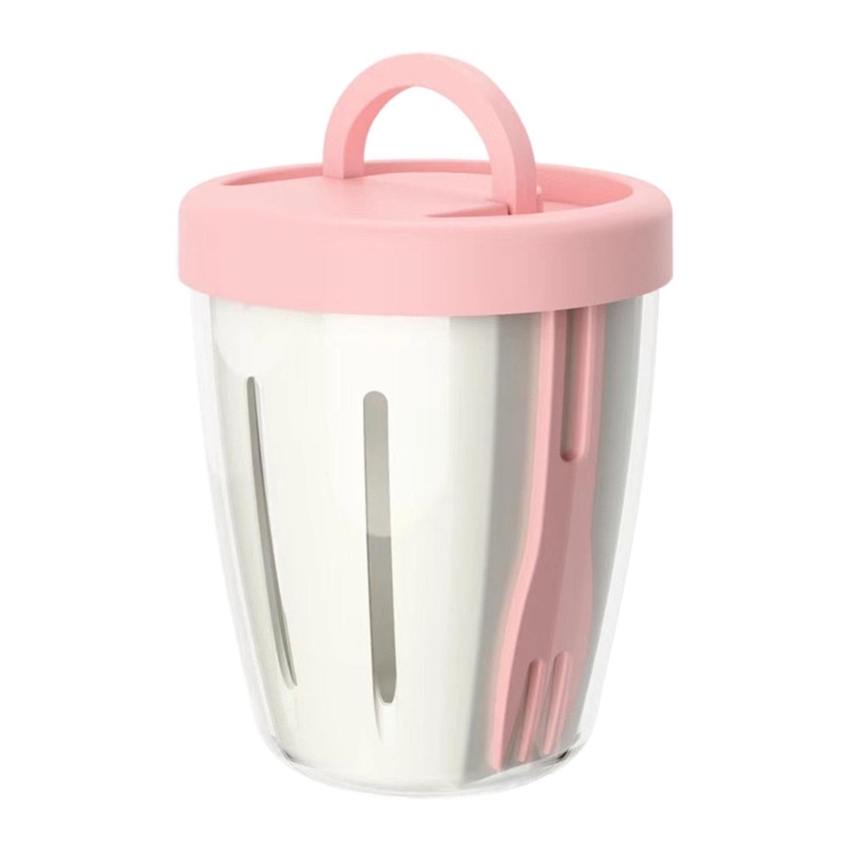 Maxbell Salad Cup with Fork Reusable Fruit Salad Storage Cup for Picnic Cereal Lunch Pink