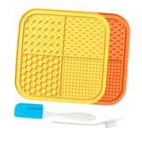 Maxbell 2Pcs Dog Slow Feeder Pad Food Dispenser Pad for Bathing Small and Large Dogs Orange and yellow