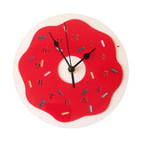 Maxbell Maxbell Cartoon Donut Shaped Wall Clock Mute Ornament for Kids Room Bedroom Shop Red