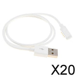 Maxbell 20xUSB 2.0 to 4 PIN Magnetic Cable Charger Cord For Smart Watch Bracelet  white