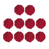 10pcs Wicker Rattan Ball Table Wedding Vase Fillers Hanging Ornament Red