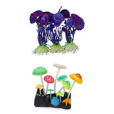 Maxbell 4x Aquatic Plastic Grass Plants+Artificial Mushroom Coral Aquarium Fish Tank DIY