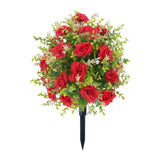 Maxbell Artificial Rose Flower with Ground Spikes Fake Plant for Yard Farmhouse Party Red