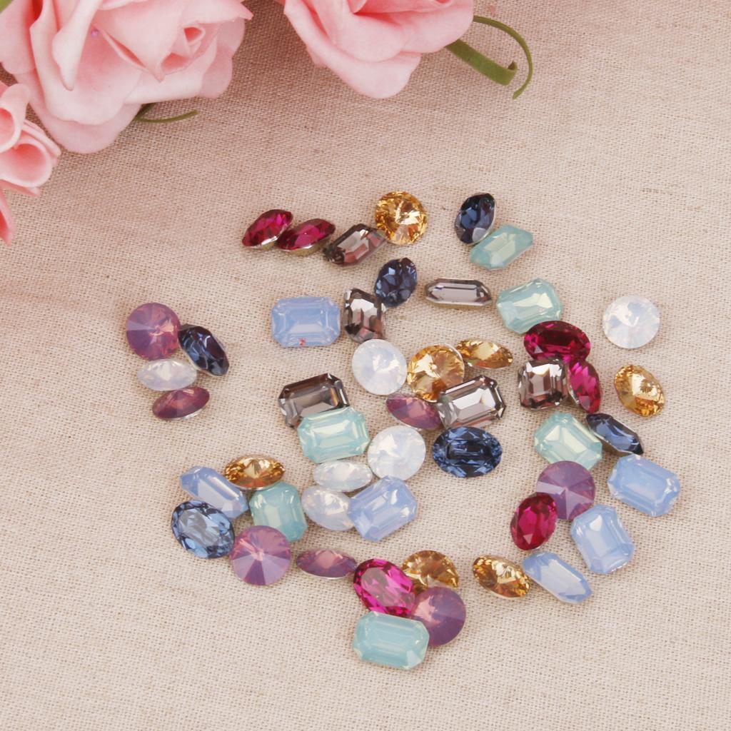 Maxbell Maxbell 50Pcs Assorted Shape Flatback Resin Rhinestones Bead DIY Craft Embellishment