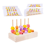 Maxbell Montessori Toys Preschool Shape Color Sorter Wooden Beads Sequencing Toy Set