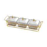 Maxbell Divided Serving Dishes Dried Fruit Tray with Lid for Candy Appetizer Cookies 3 Grids