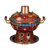 Maxbell Shabu Shabu Hot Pot Sturdy Stockpot Family Gathering Home Use Copper Hot Pot red