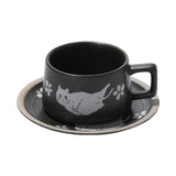Maxbell Tea Cup and Saucer Versatile Vintage Style Coffee Mug for Water Milk Wedding Black