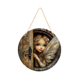 Maxbell 2D Flat Door Sign Wood Fairy Garden Decoration for Lawn Backyard Yard