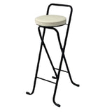 Maxbell Bar Stool Round Foldable Breakfast Bar Stool for Office Restaurant Garden Blacktube Whiteseat