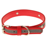 Maxbell Maxbell Adjustable Puppy PU Leather Bone Reflective Safety Buckle Dog Collar-Red