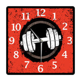 Maxbell Fitness Dumbbell Pattern Square Wall Clock 30x30cm for Bathroom Multipurpose