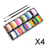 Maxbell 4xFace Body Paint Set with Artist Brushes Dancing Rave Painting Palette Makeup