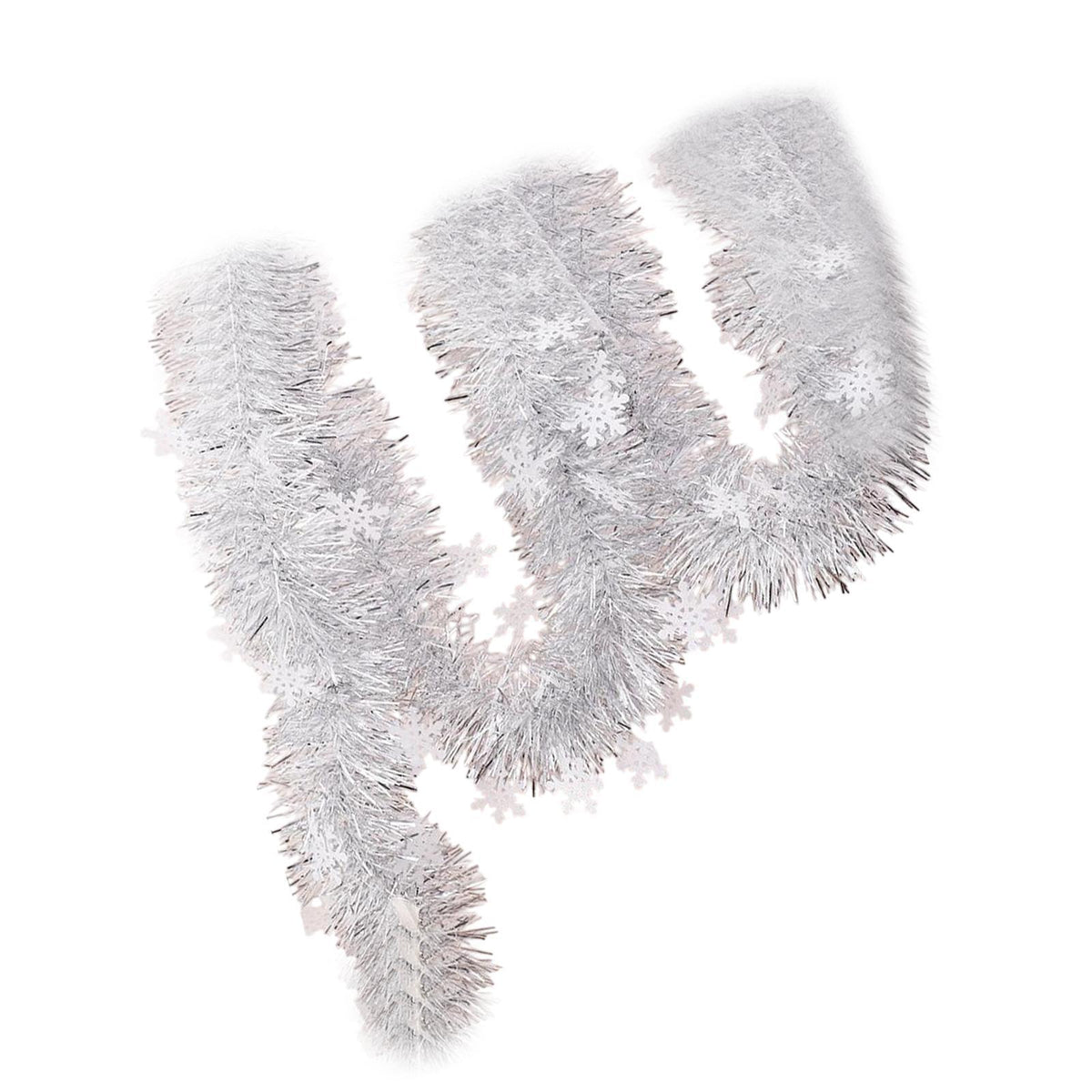 Maxbell Christmas Tinsel Garland Silver Glitter for Ceiling Staircase Christmas Tree
