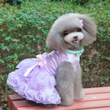 Maxbell Maxbell Dog Puppy Princess Dress Tutu Skirt Layered Roses Decor Clothes Purple XS