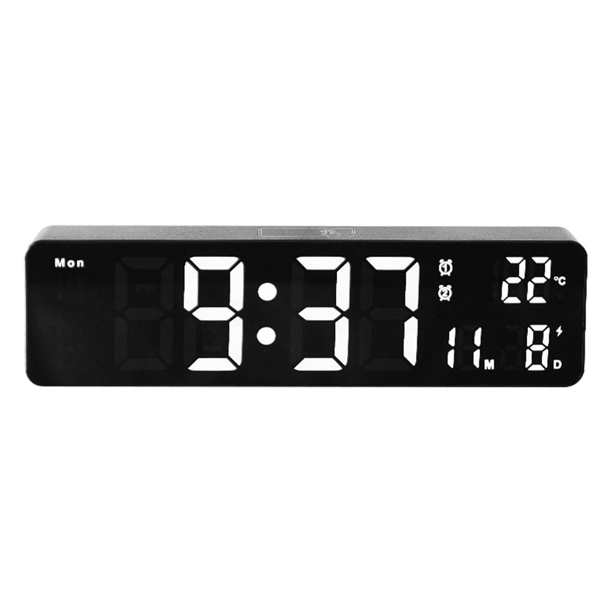 Maxbell Maxbell LED Digital Alarm Clock USB/Battery Temperature Large Mirror Display White Light