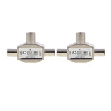 Maxbell 3x2 Pieces TV Aerial Metal Coaxial Signal Splitter 2 Way 1 Female to 2 Male