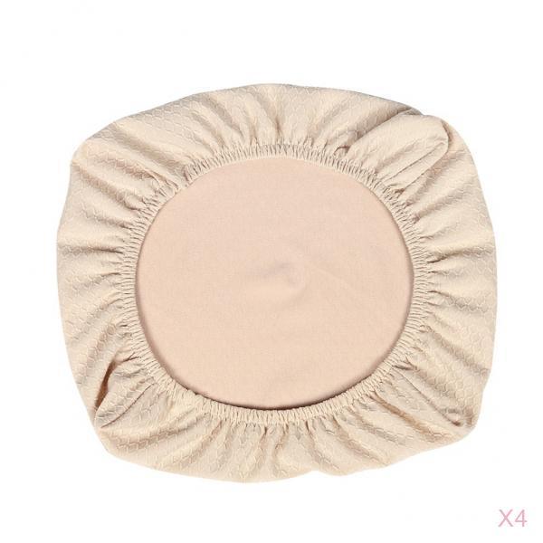 Maxbell 4PCS Jacquard Polyester Stretch Wedding Dining Chair Seat Cover Beige_L