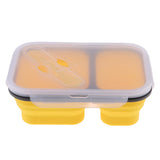Maxbell 2/3 Comparment Reusable Silicone Bento Lunch Box for Camping Travel Picnic 2 Grid Yellow - Aladdin Shoppers