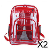 Maxbell 2xTransparent Backpack 2 Way Zip Reinforced Strap Durable for Sports Men Red