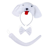 Maxbell Animal Headband Tail Bowtie Set Party Cosplay Prop for Dress up White